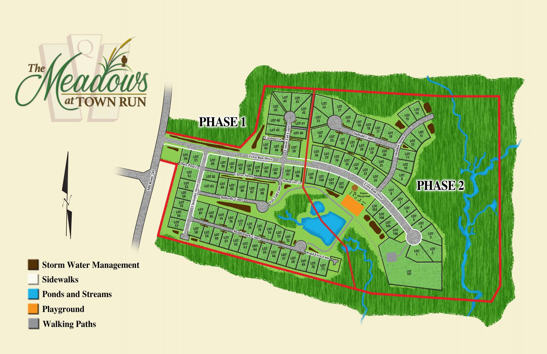Map of The Meadows at Town Run Lot, new homes for sale by top home builder